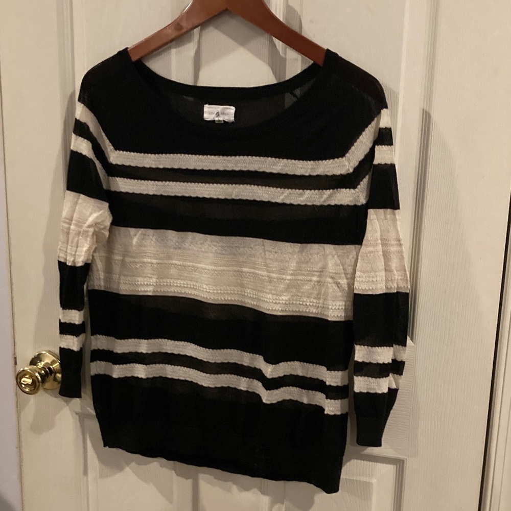 Lou & Gray Sheer Mixed Media Striped Sweater